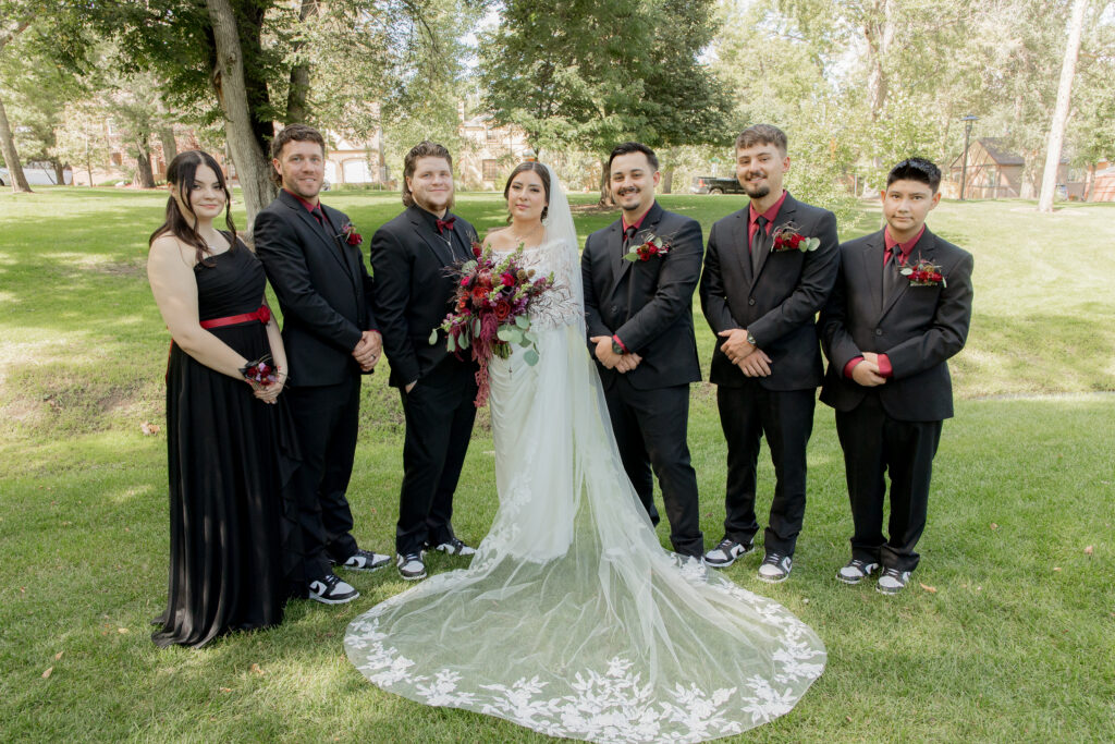 Couple posing with friends