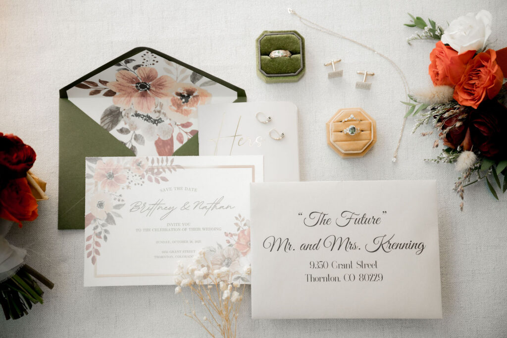 earthy green envelopes