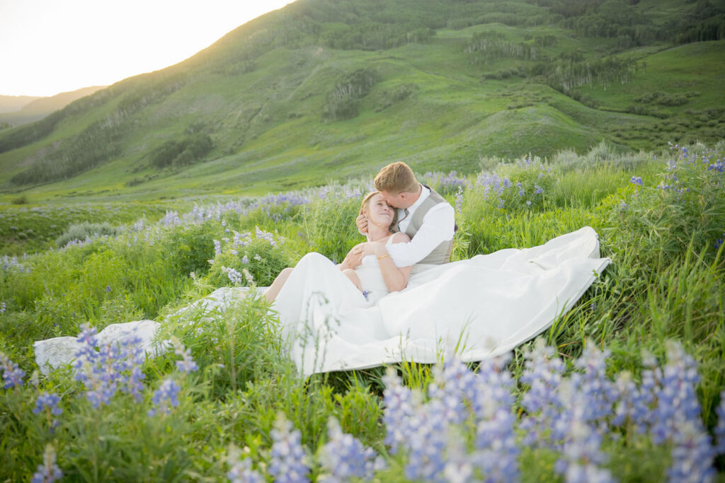 wildflower wedding portraits Colorado mountains