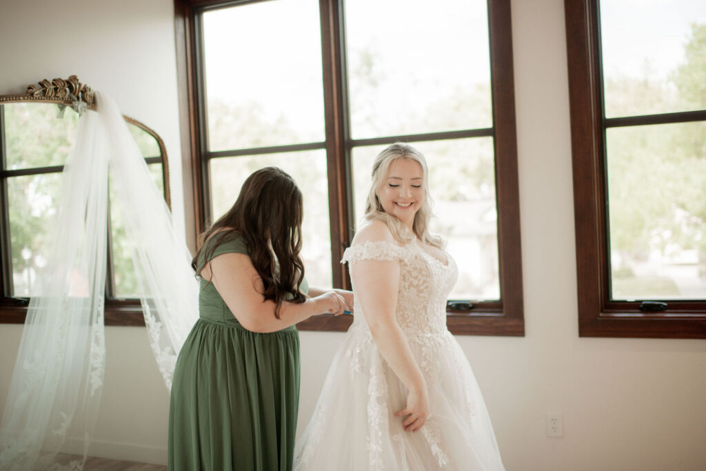 bridesmaids helped adjust the final details