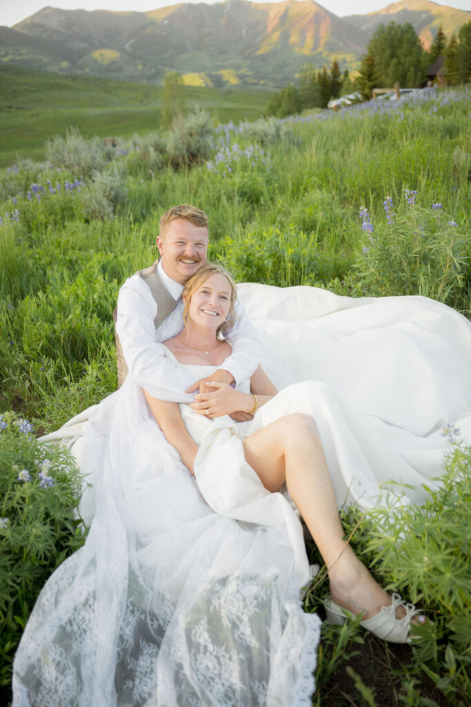 dreamy golden hour bride and groom portraits
