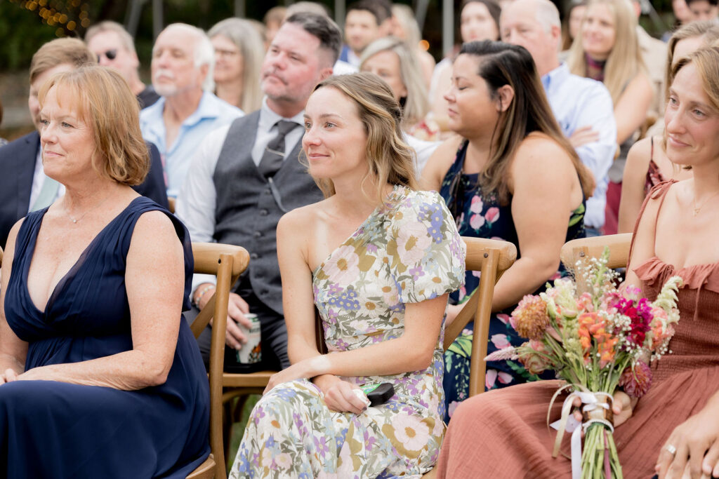 guests exchanging laughter
