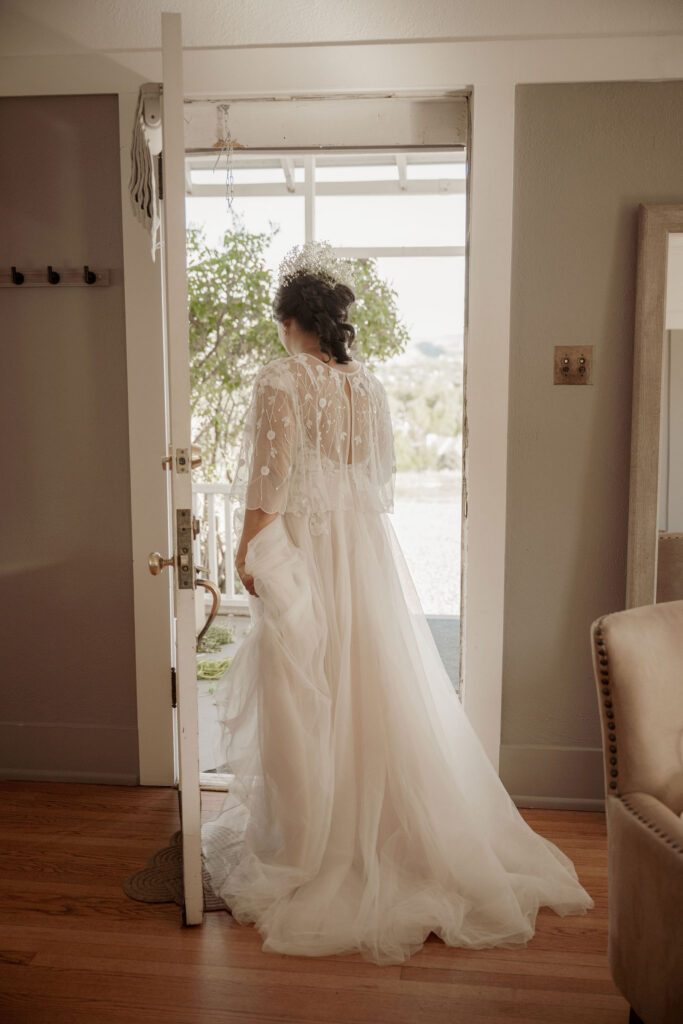 Bride in elegant wedding gown