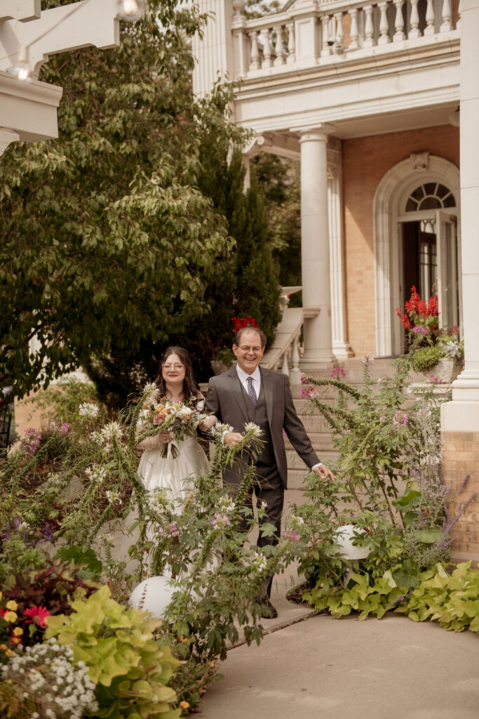 Bride walking down the aisle