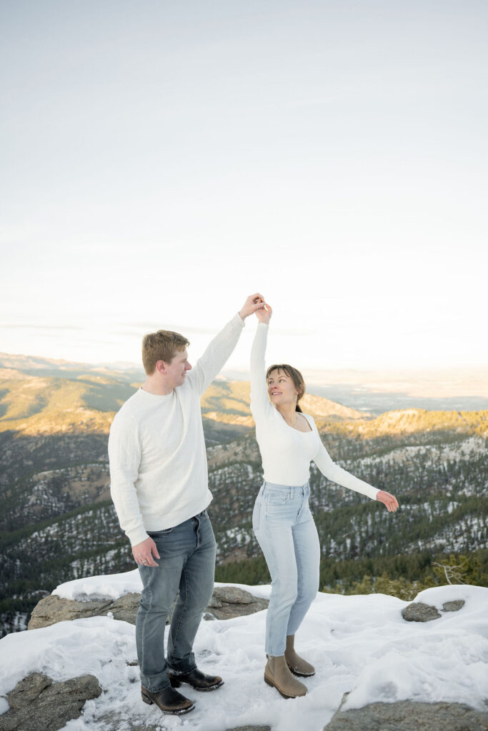 Couple on snowy trail