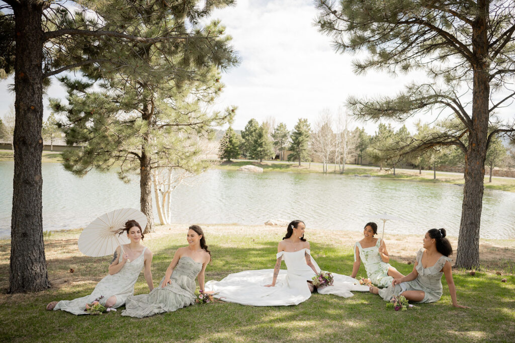 Outdoor photoshoot under trees