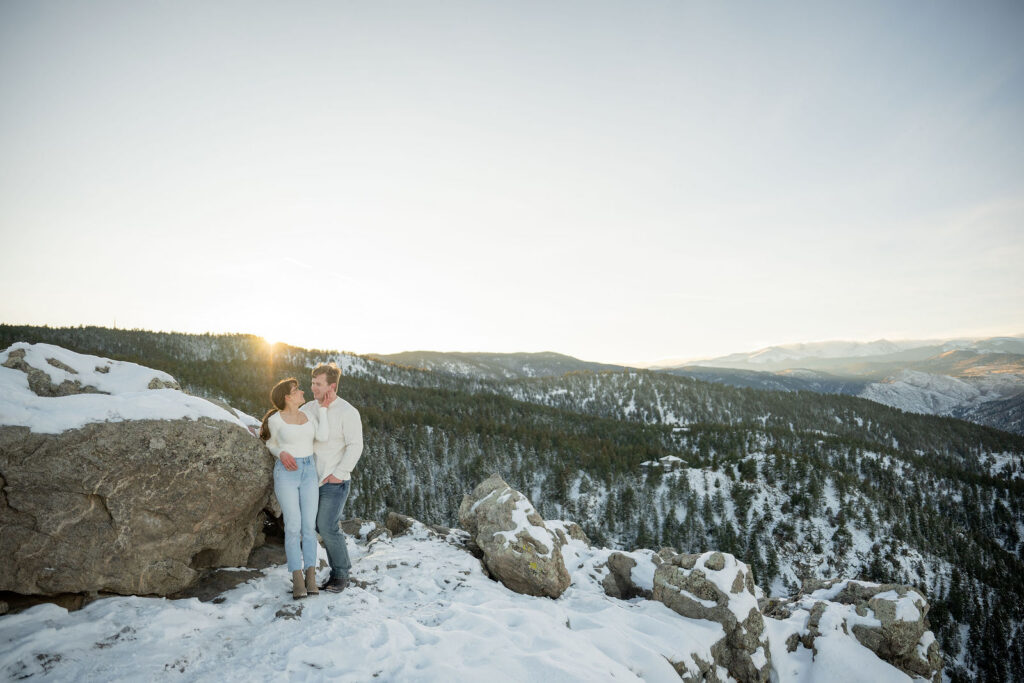 Snowy engagement portraits