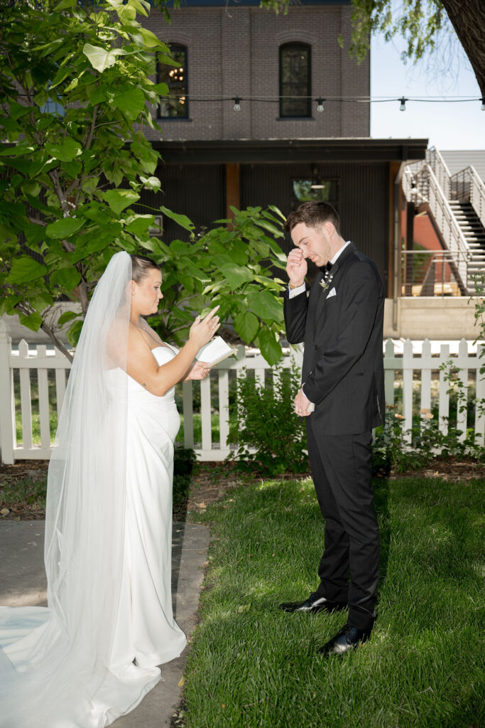 Anna reading her vows