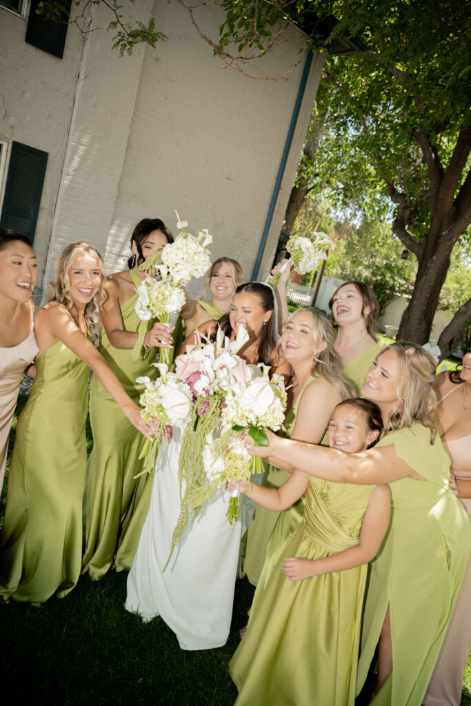 Bride with her bridesmaids