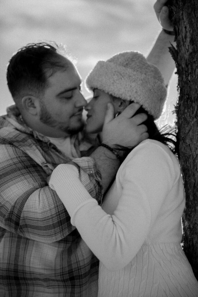 Dreamy snowy engagement photos