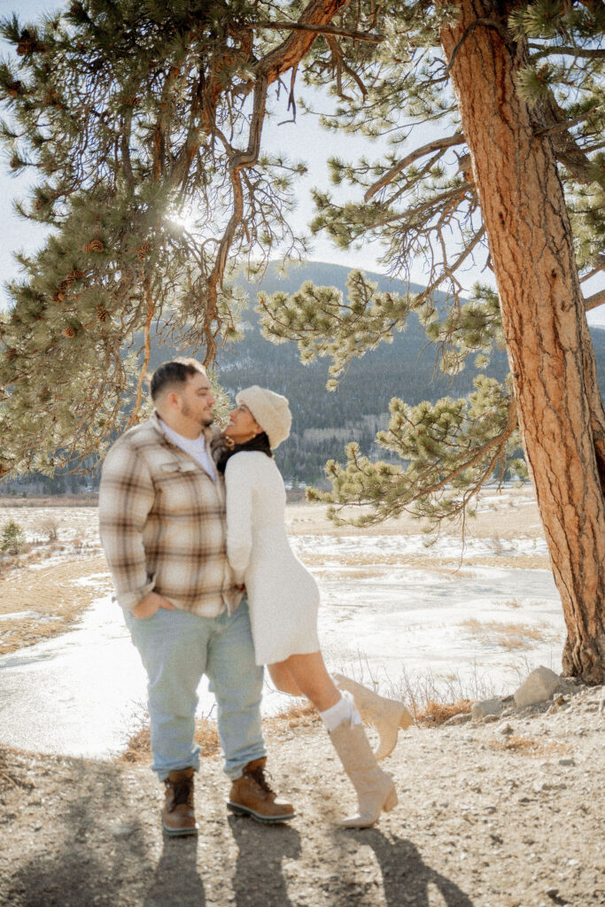 Romantic mountain couple portrait