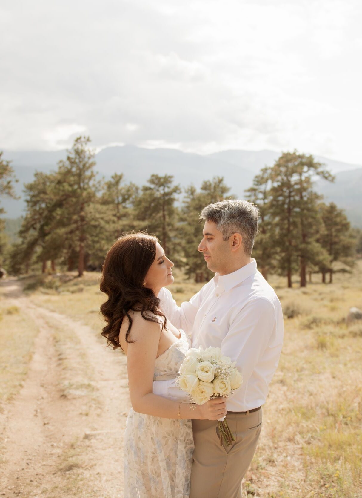 Bride and Groom Portrait in a Mountain Landscape