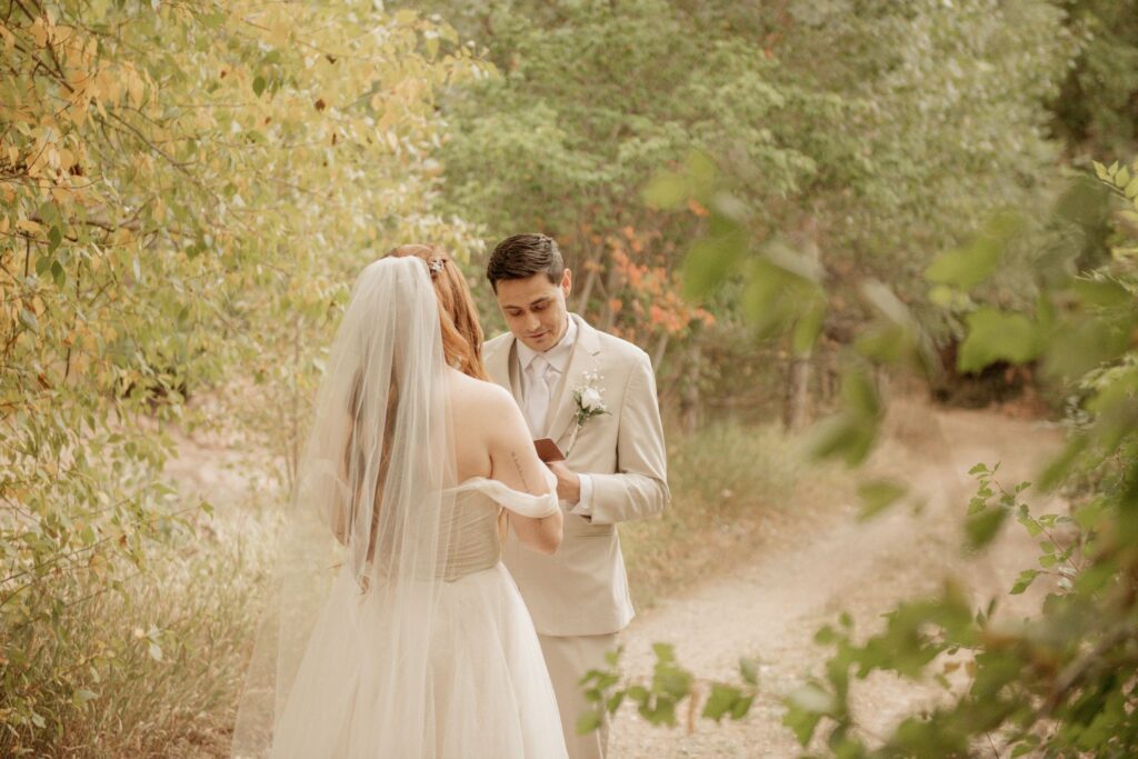 Bride and Groom Sharing Their Wedding Vows