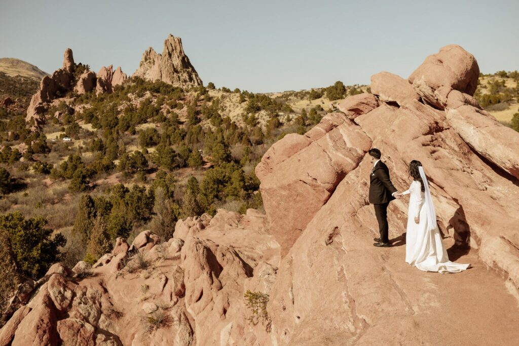 Garden of the Gods Wedding Portrait with Red Rock Views