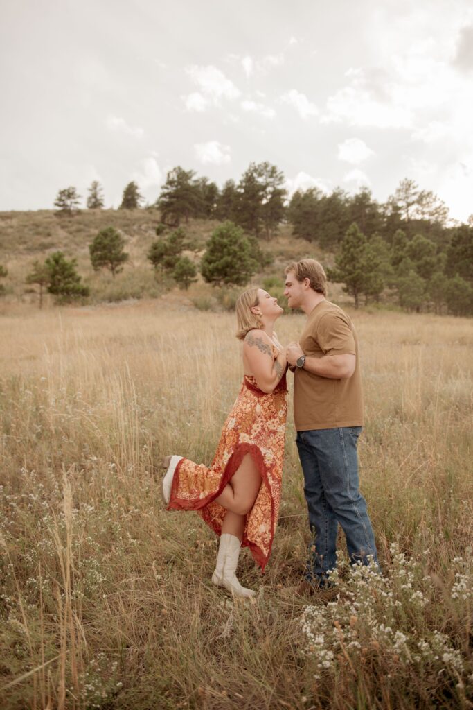 Romantic Couple in a Rustic Open Field
