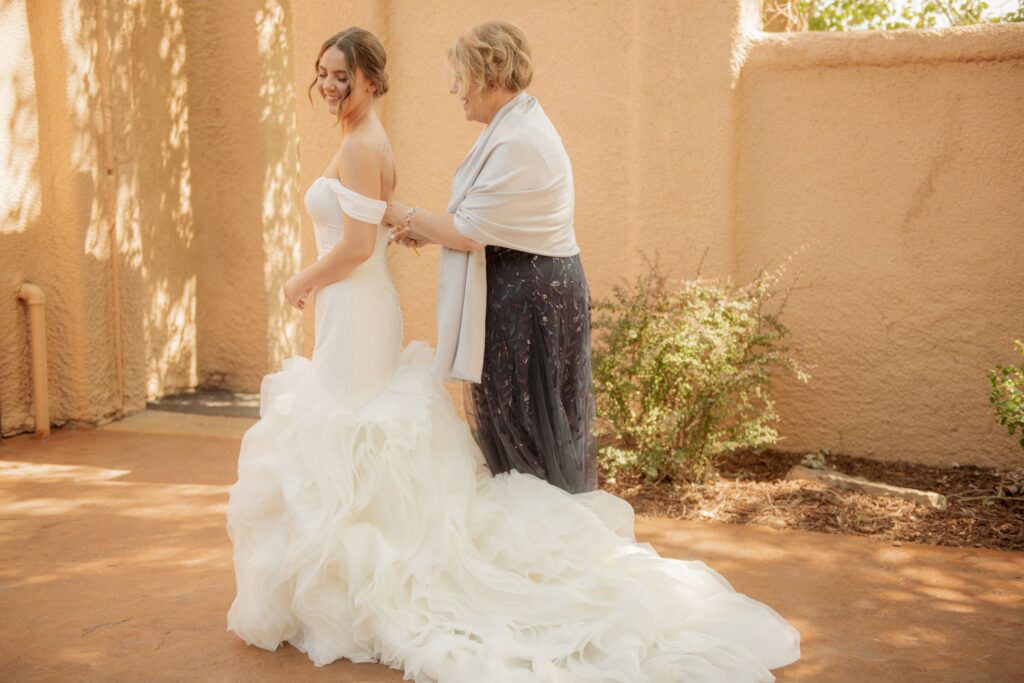 Bride Getting Ready With Mother