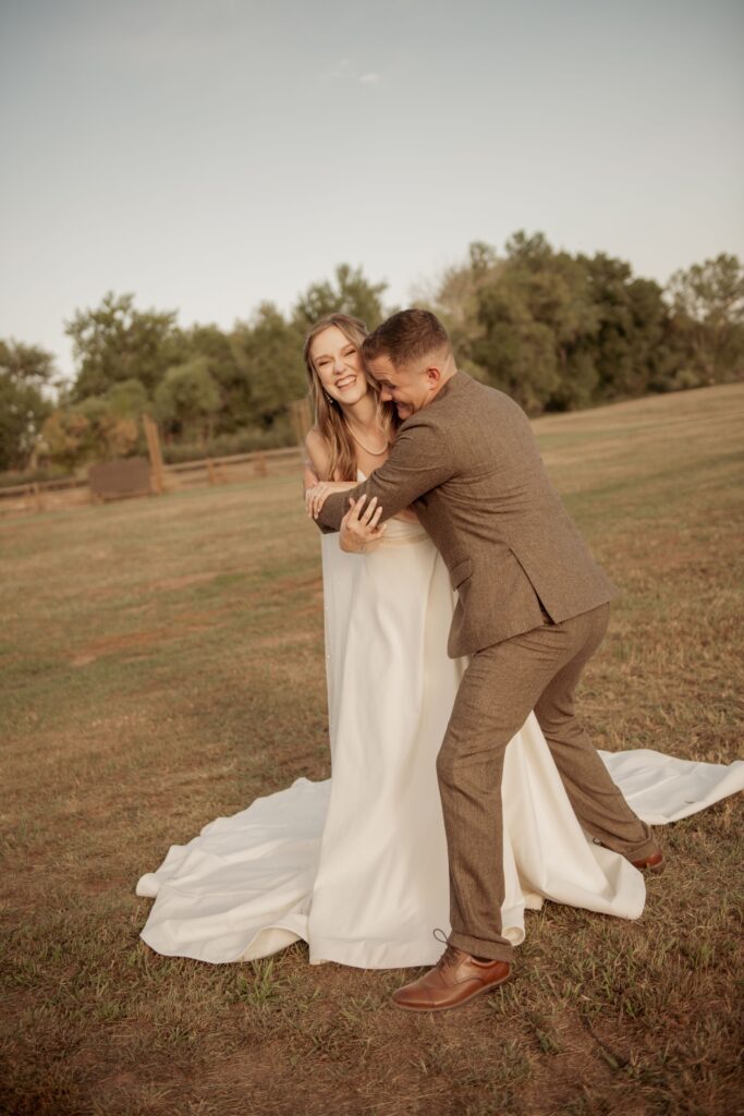 Bride and Groom Hugging