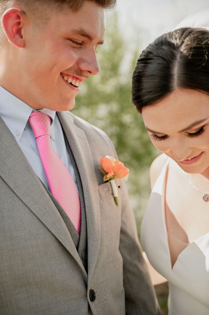 Bride and Groom Smiling Together