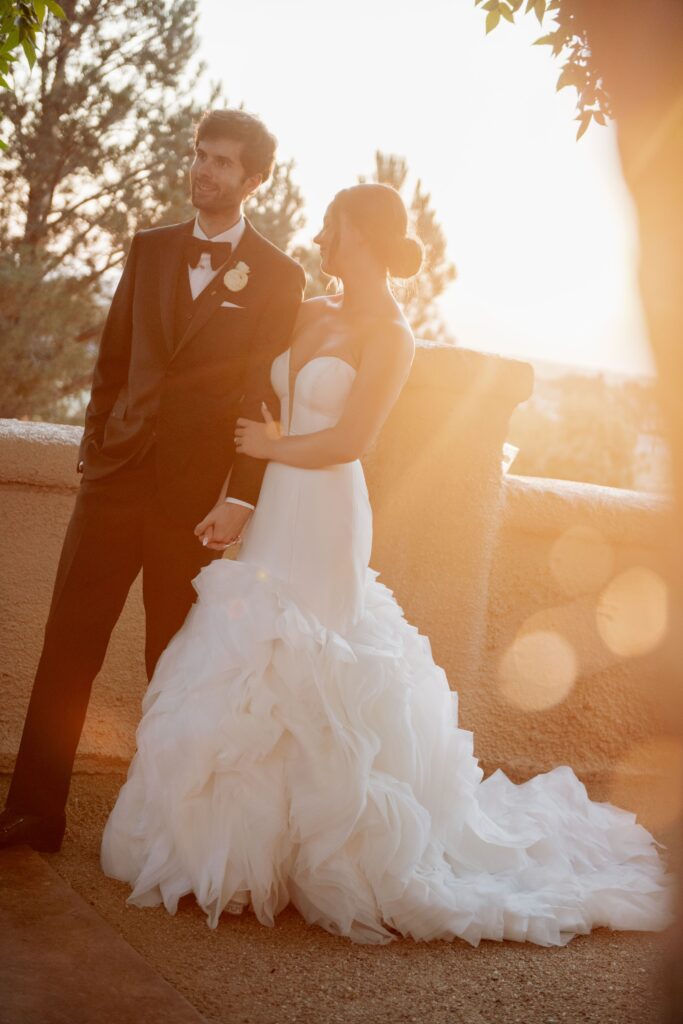 Bride and Groom at Golden Hour Wedding Portrait