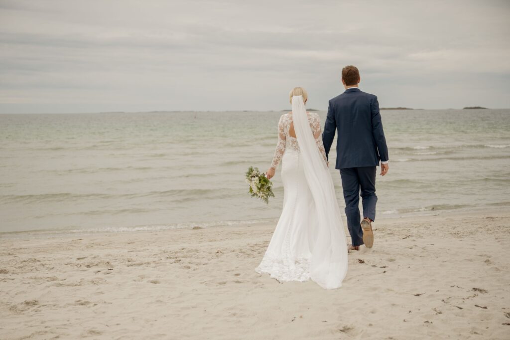 Bride and Groom by beach