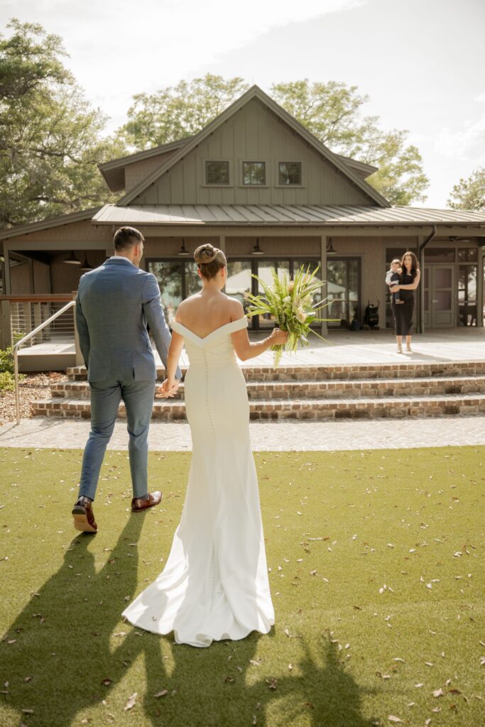 Bride and Groom walking down the aisle