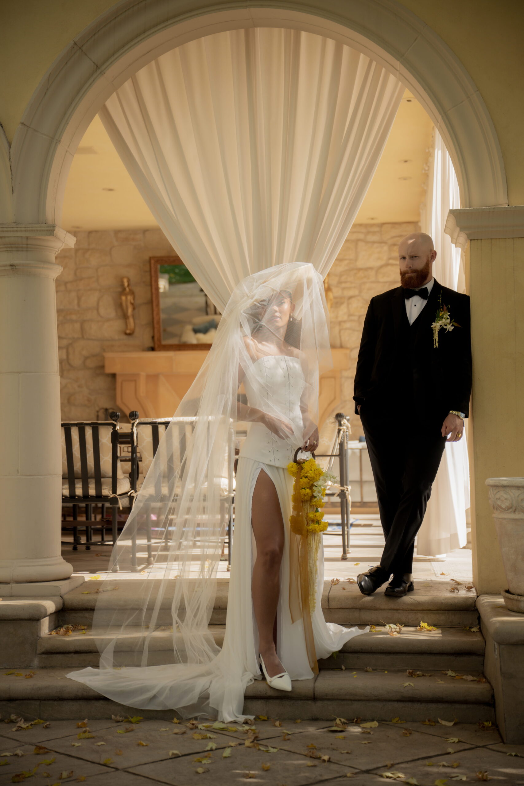 Bride under wedding veil, vintage Colorado wedding photography