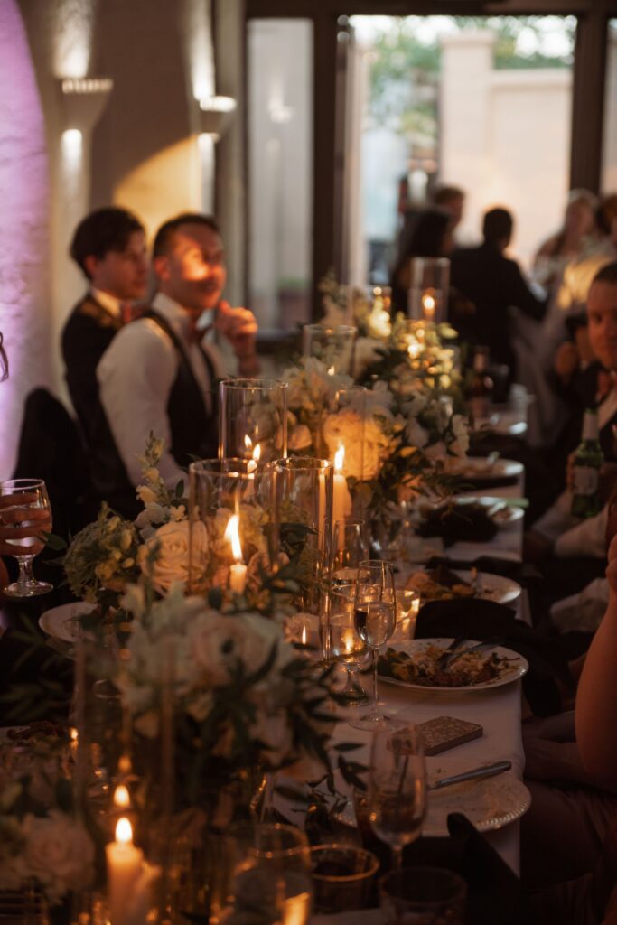 Elegant Wedding Reception Dinner With Candlelight