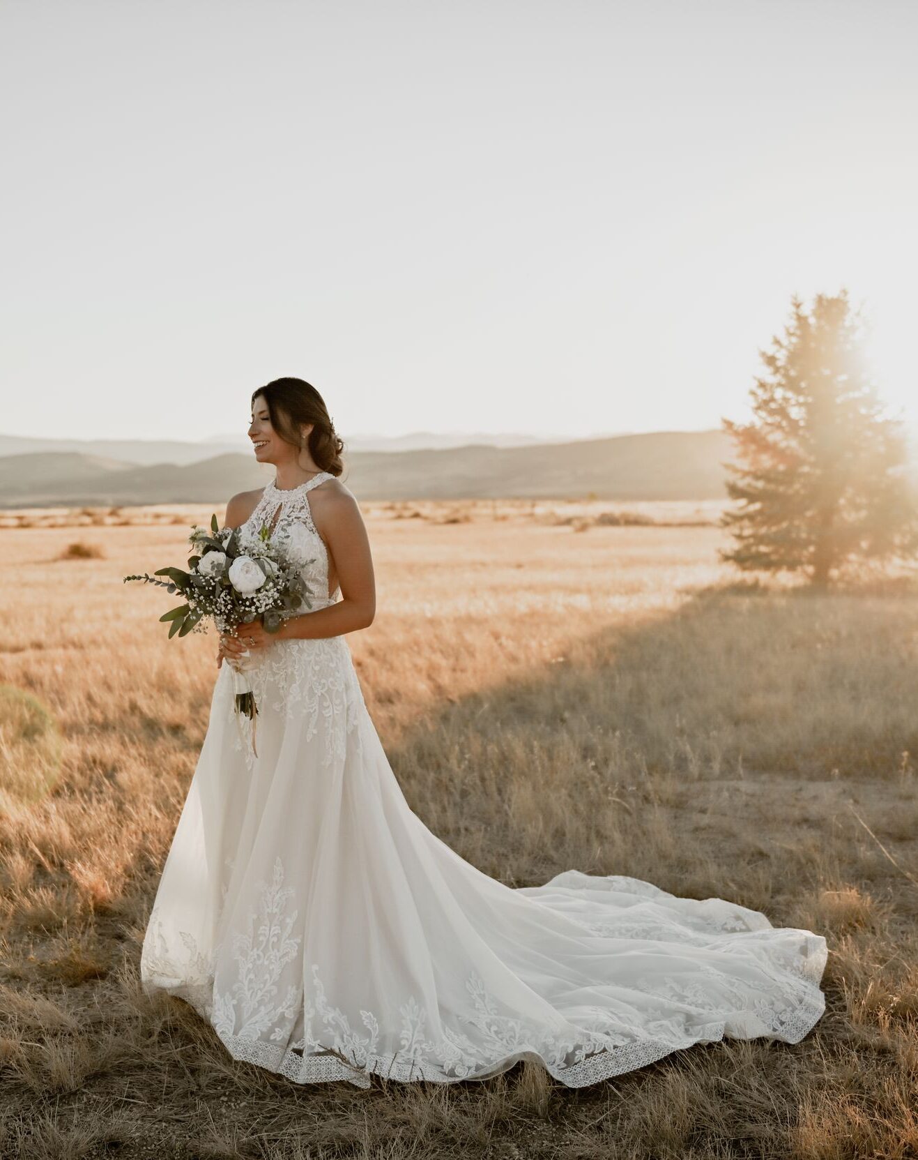 Golden hour bridal portrait