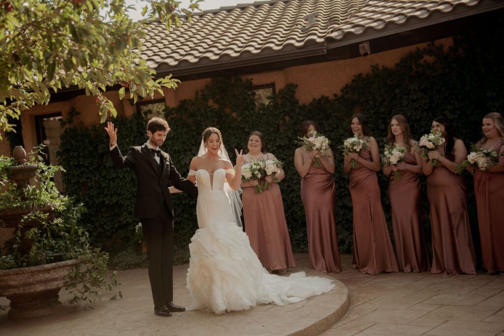 Bride and Groom with Bridesmaids