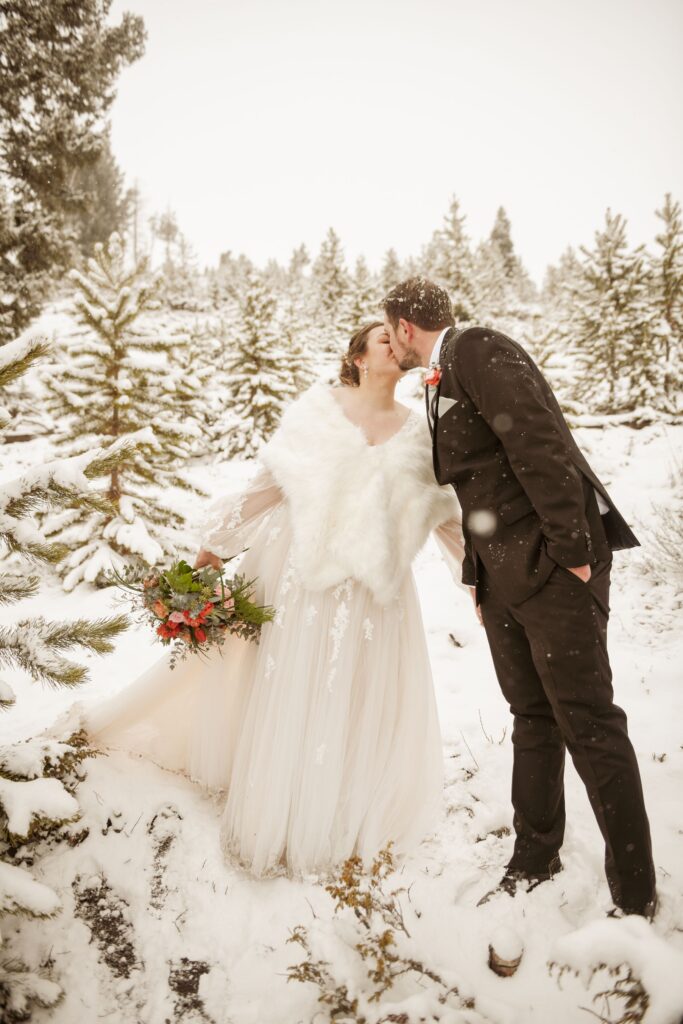 Married couple kissing