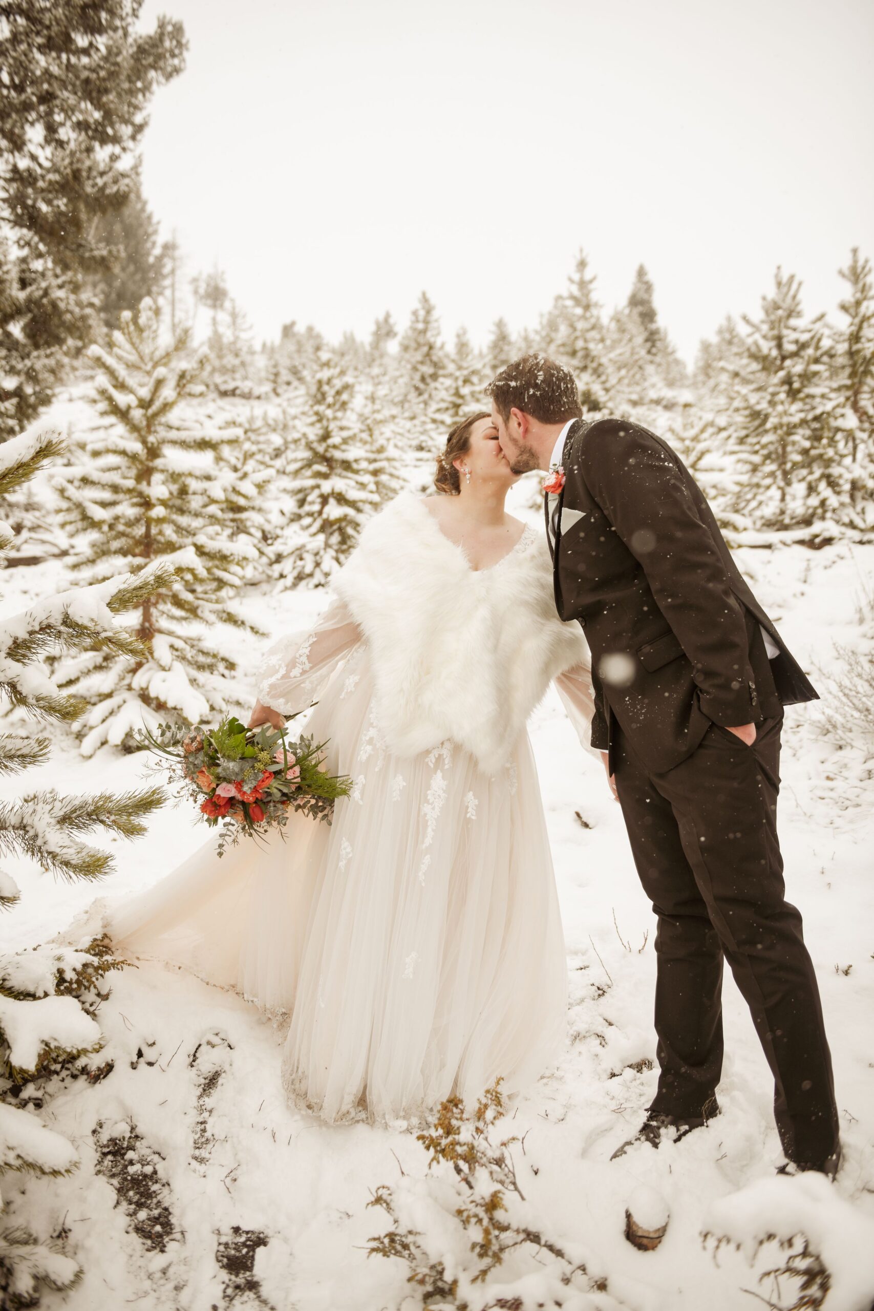 Married couple kissing