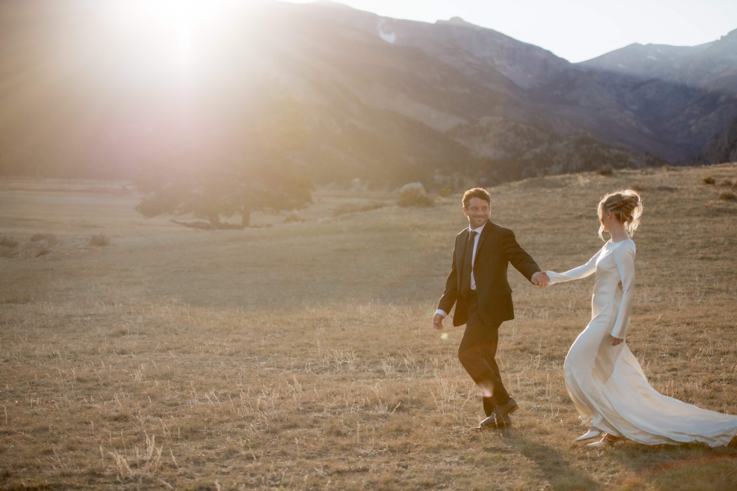 Colorado mountain love story sunset wedding