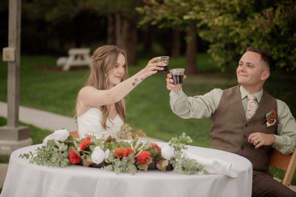 Newlyweds Toasting at Reception