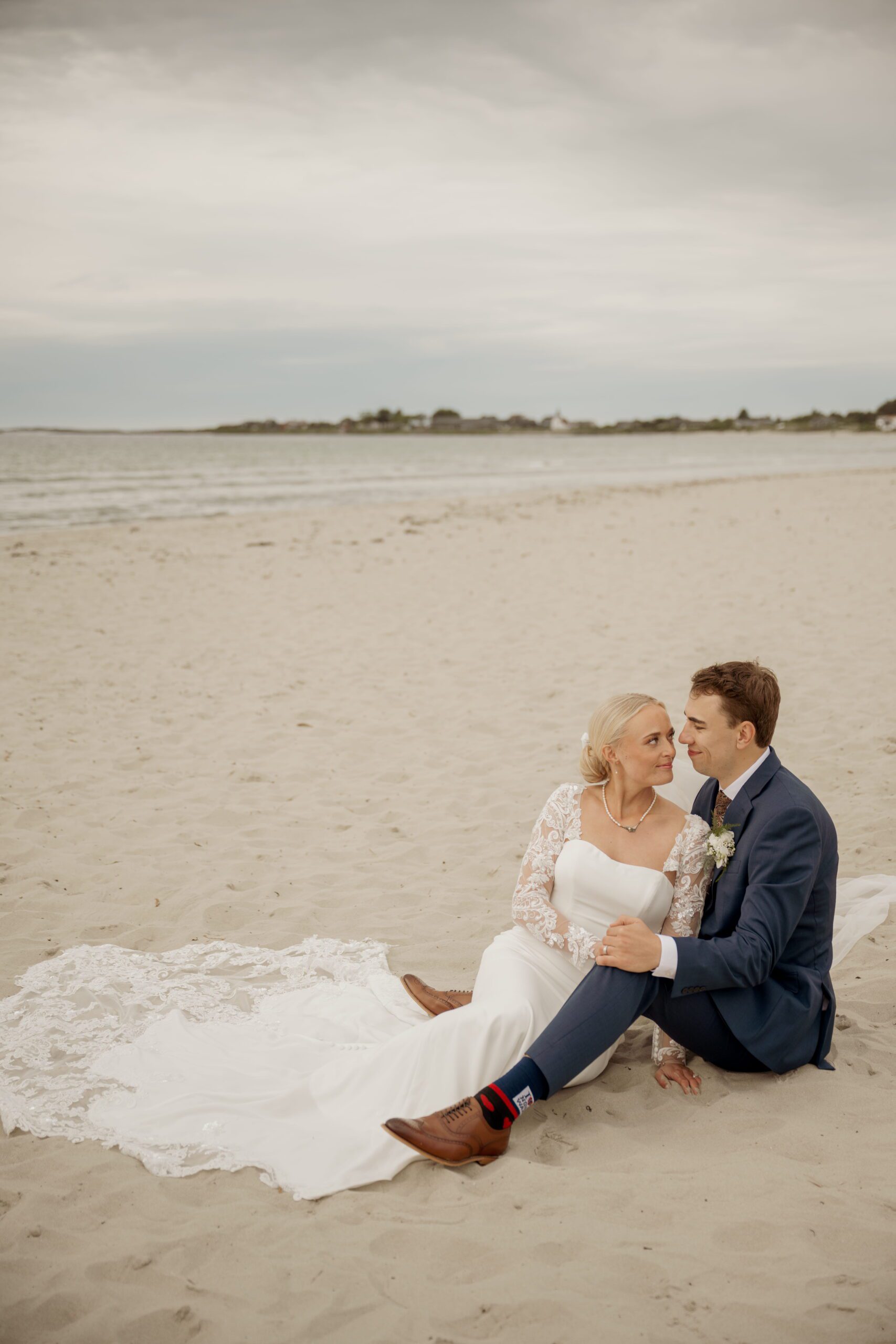 Post-wedding portrait on beach