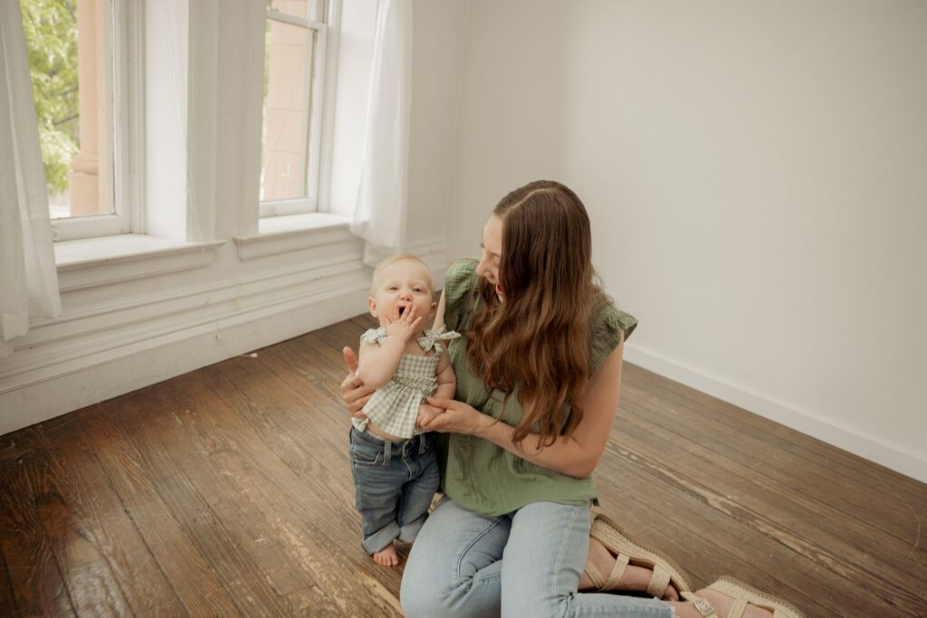 Baby girl with her mother