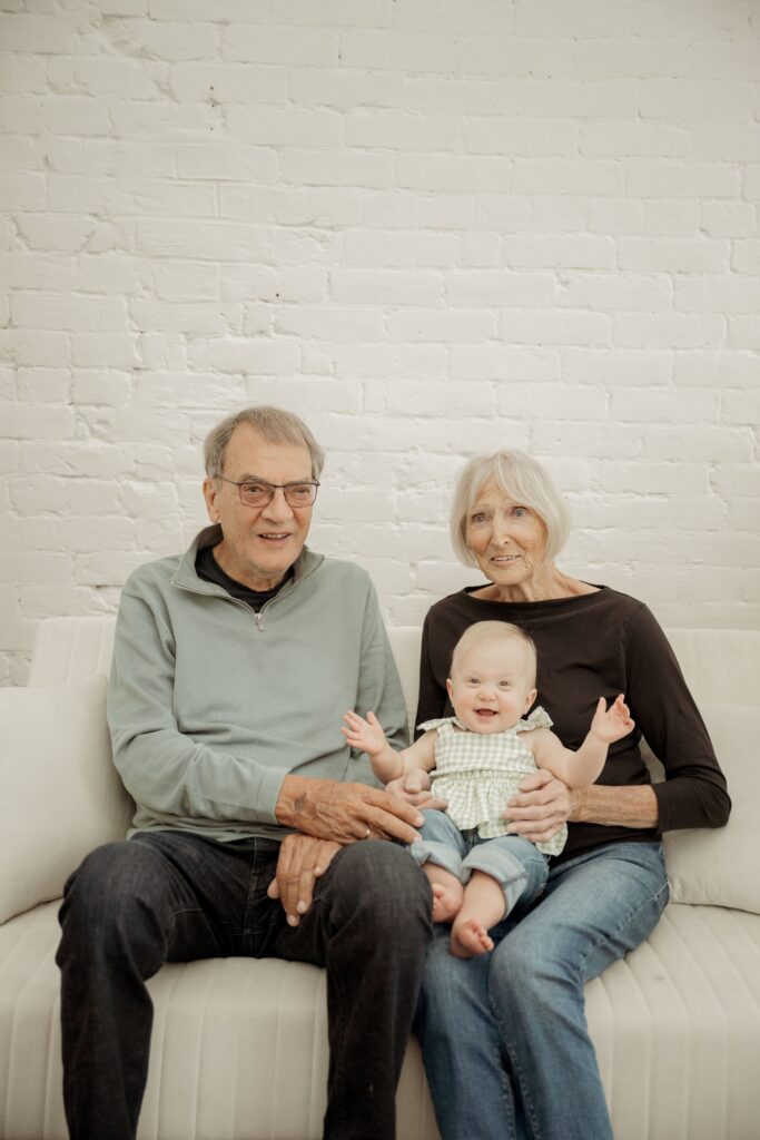 Birthday girl with grandparents