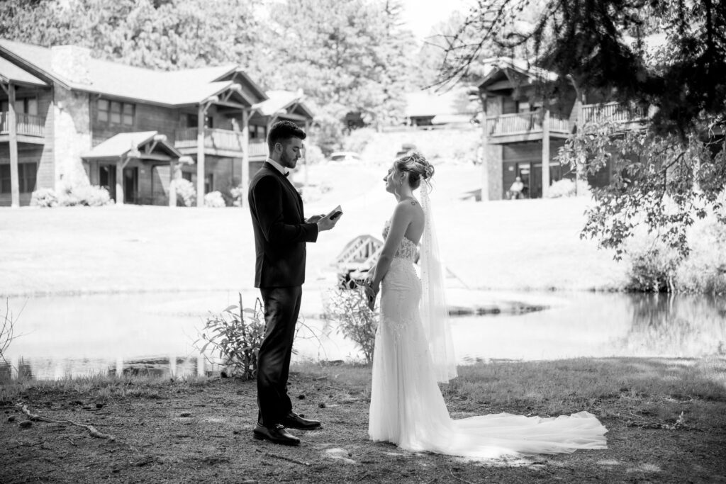 Black and white wedding portrait