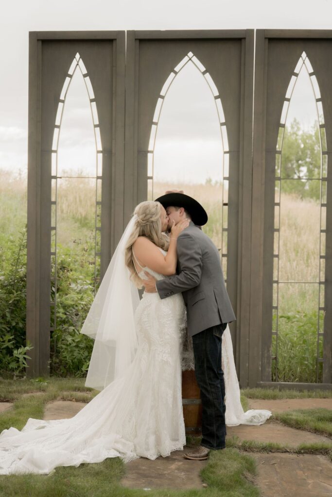 Bride and Groom first kiss