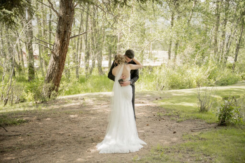 Bride and Groom hugging