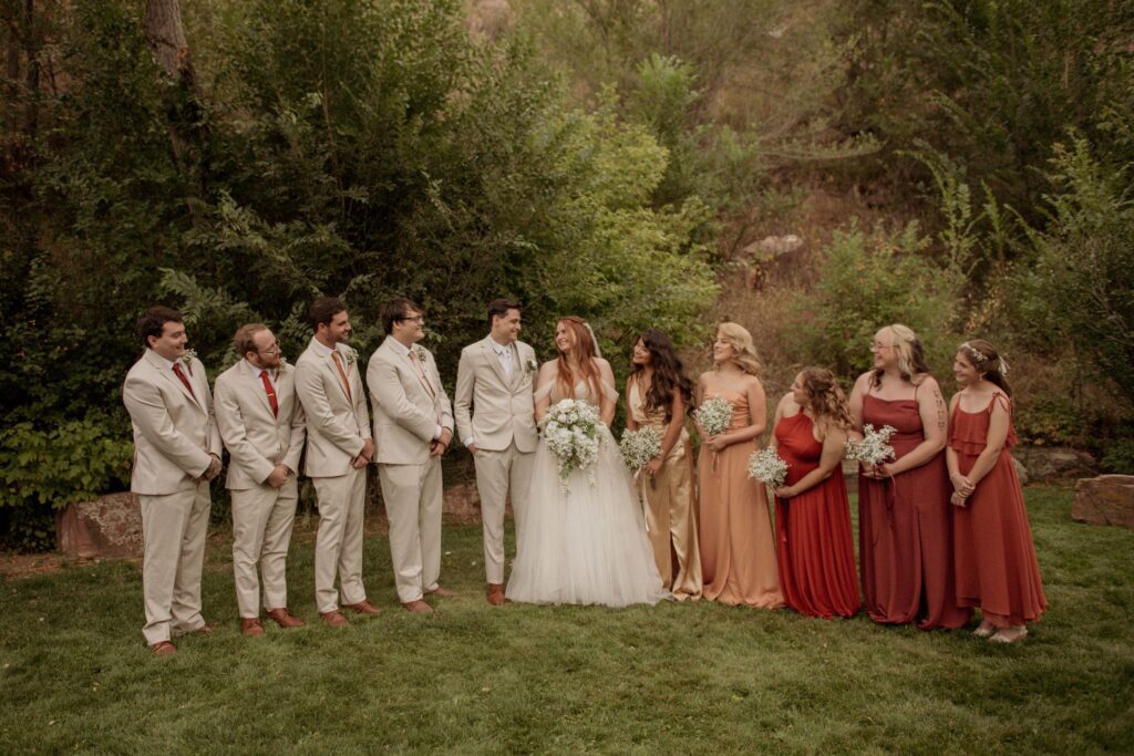 Bride and Groom with bridemaid and groomens