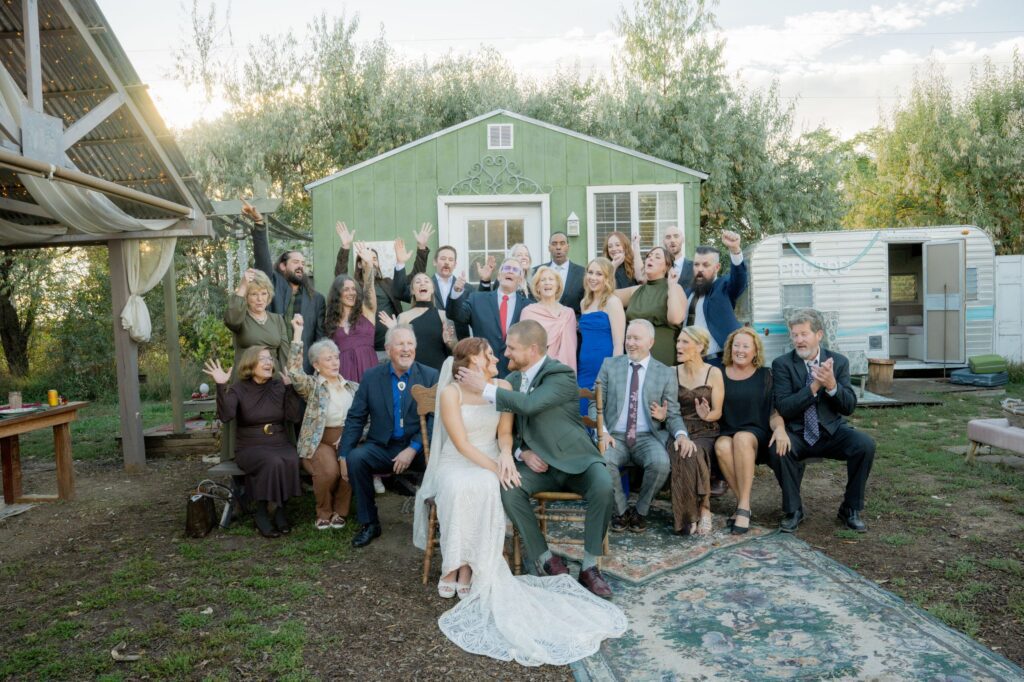 Bride and Groom with whole family
