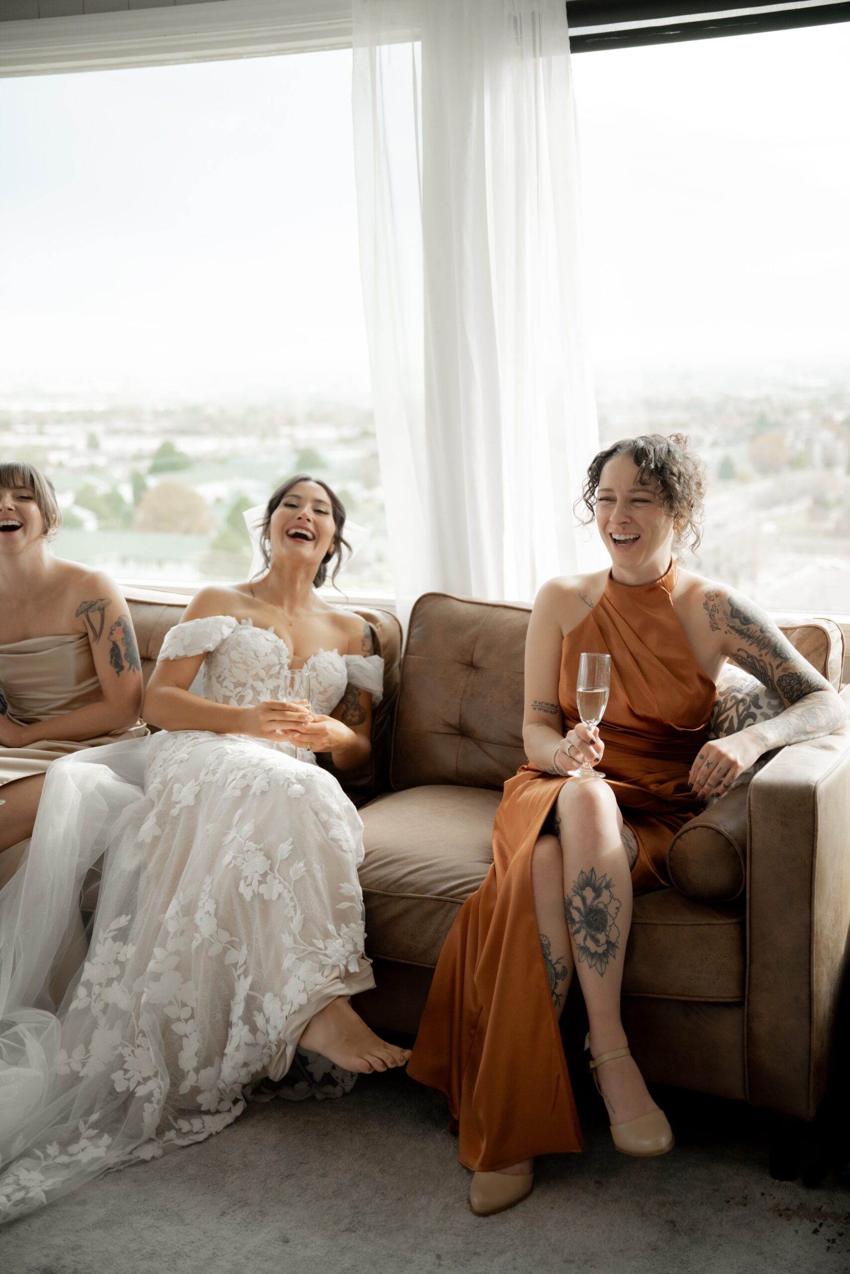 Bride and bridesmaids