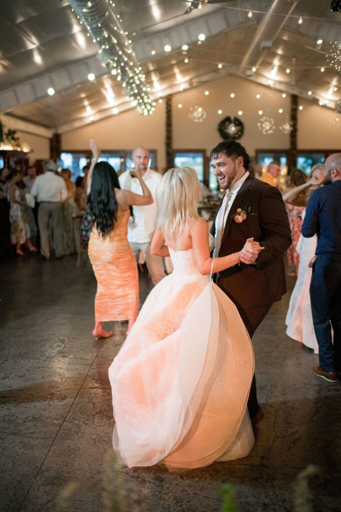 Bride and groom dancing