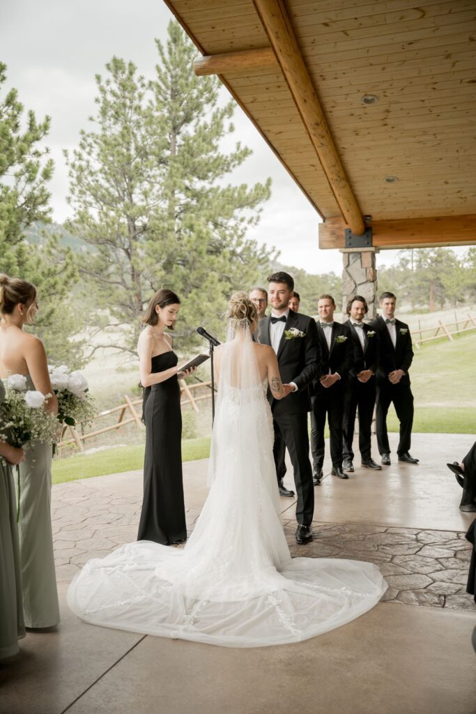Bride and groom getting married