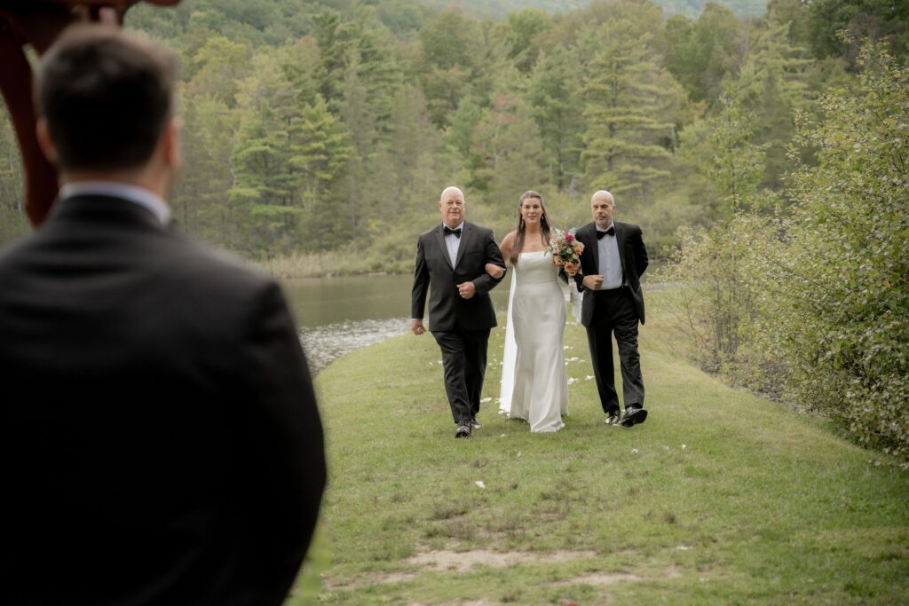 Bride walking down the aisle