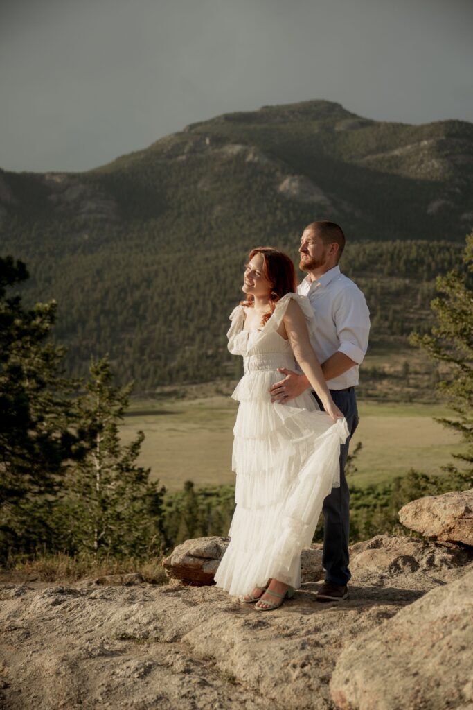 Couple in front of a mountain