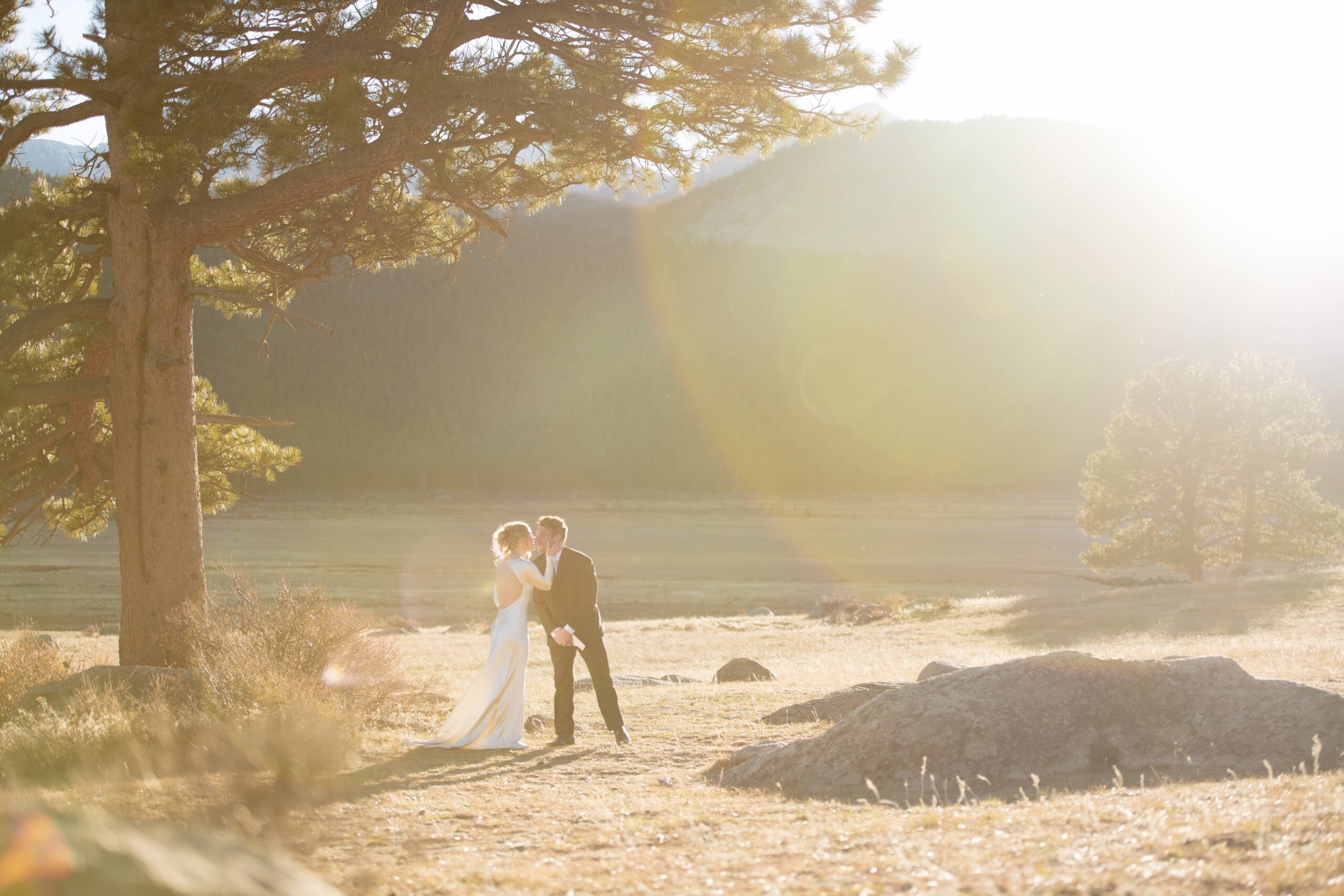 Golden hour wedding portrait