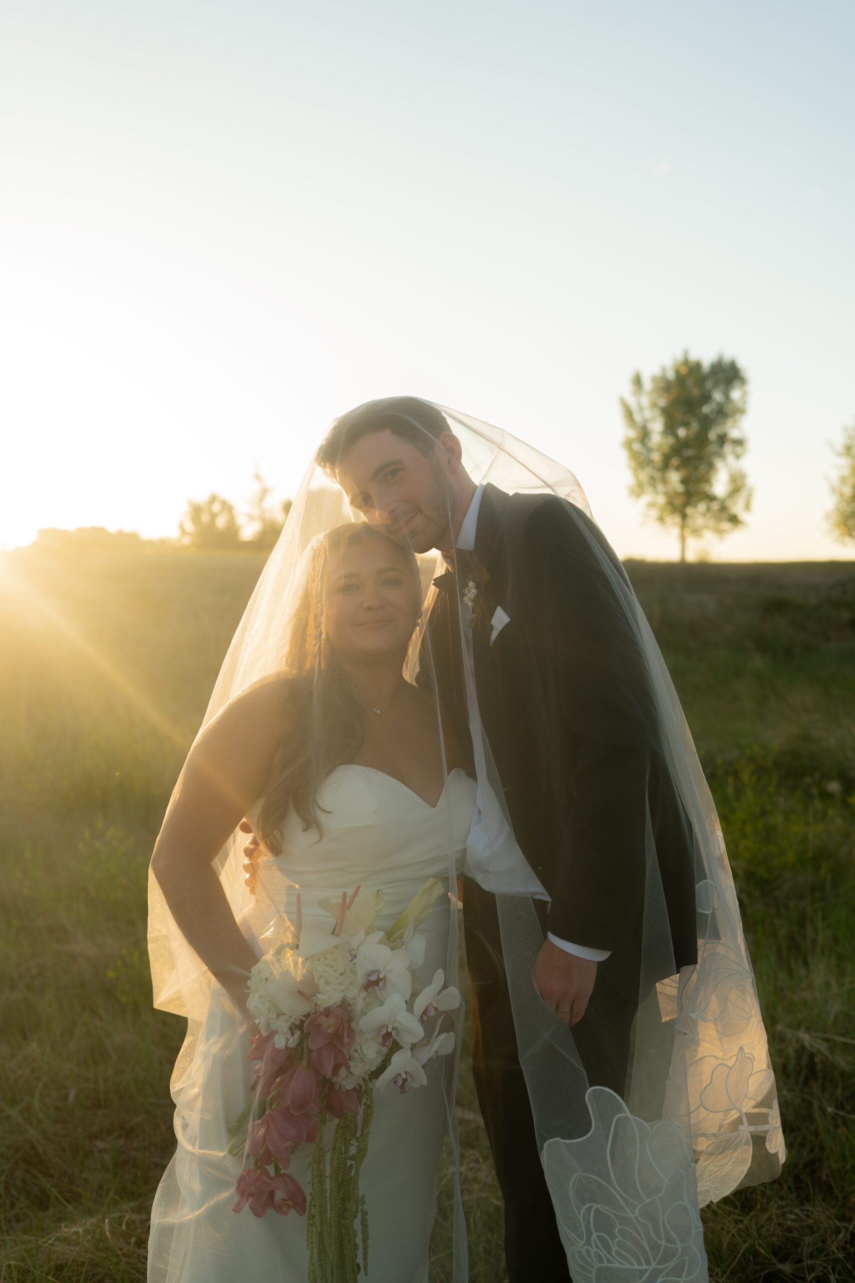 Golden hour wedding photo
