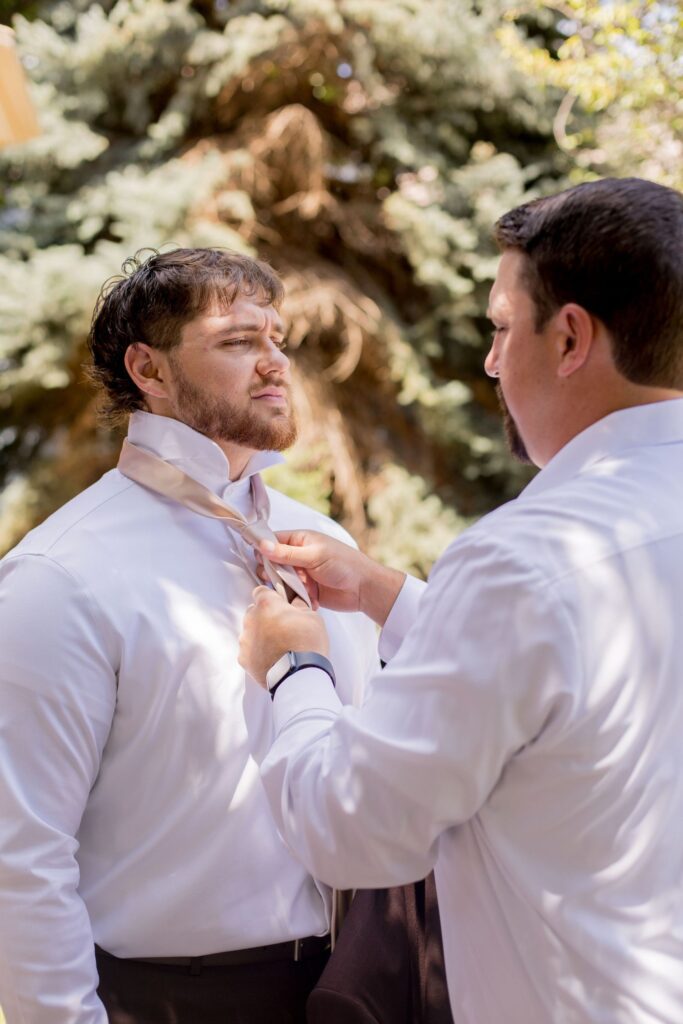 Groom getting ready