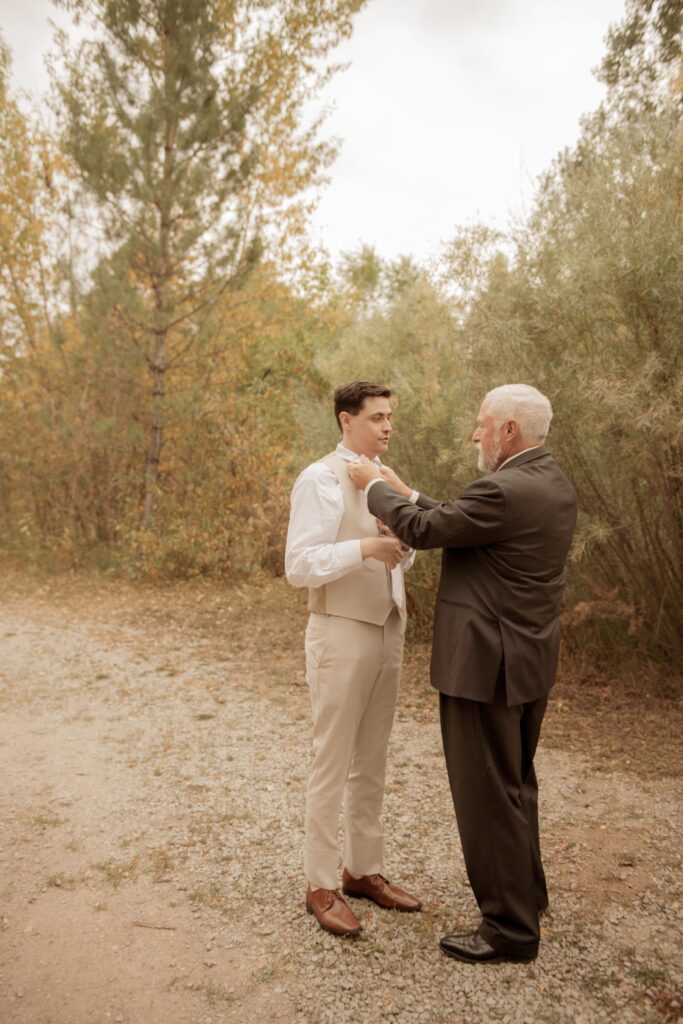 Groom getting ready